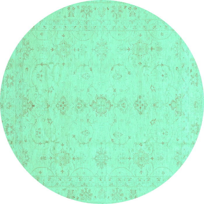 Round Oriental Turquoise Traditional Rug, abs3967turq