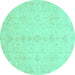 Round Oriental Turquoise Traditional Rug, abs3967turq