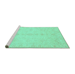 Sideview of Machine Washable Oriental Turquoise Traditional Area Rugs, wshabs3967turq
