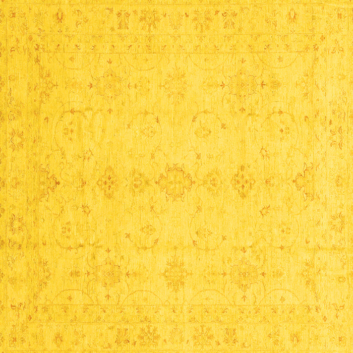 Square Machine Washable Oriental Yellow Traditional Rug, wshabs3967yw