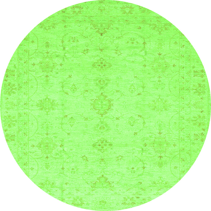 Round Oriental Green Traditional Rug, abs3967grn