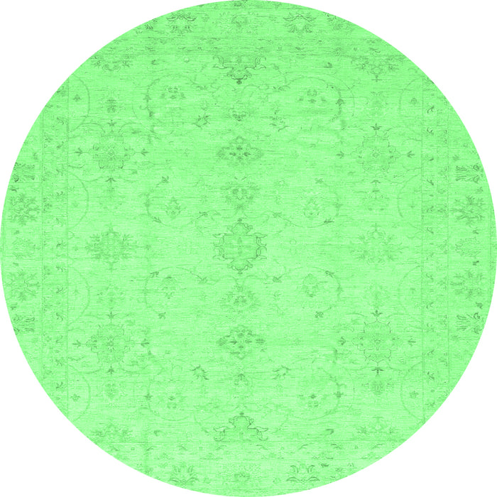 Round Oriental Emerald Green Traditional Rug, abs3967emgrn