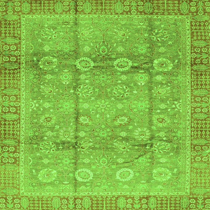 Square Machine Washable Oriental Green Traditional Area Rugs, wshabs3968grn