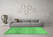 Machine Washable Oriental Emerald Green Traditional Area Rugs in a Living Room,, wshabs3968emgrn