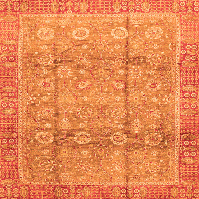 Square Machine Washable Oriental Orange Traditional Area Rugs, wshabs3968org