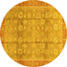 Round Oriental Yellow Traditional Rug, abs3968yw