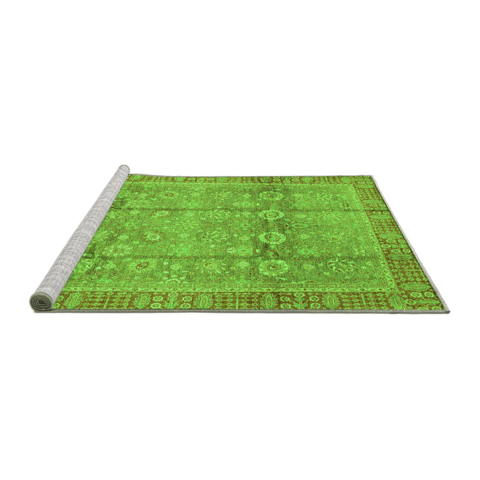 Sideview of Machine Washable Oriental Green Traditional Area Rugs, wshabs3968grn