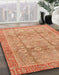 Abstract Bright Orange Oriental Rug in Family Room, abs3968