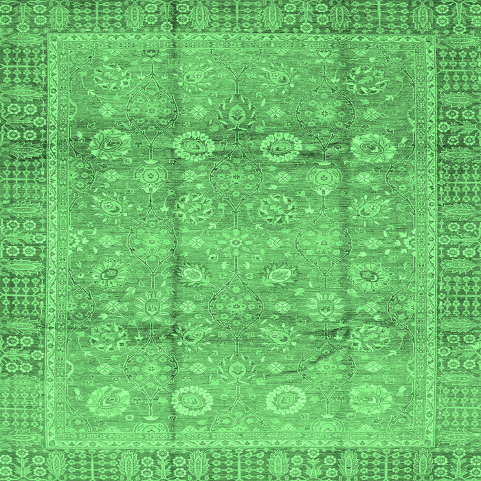 Square Machine Washable Oriental Emerald Green Traditional Area Rugs, wshabs3968emgrn