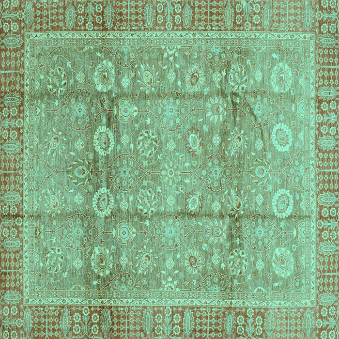 Square Oriental Turquoise Traditional Rug, abs3968turq