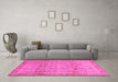 Machine Washable Oriental Pink Traditional Rug in a Living Room, wshabs3968pnk