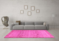 Machine Washable Oriental Pink Traditional Rug, wshabs3968pnk