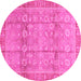 Round Oriental Pink Traditional Rug, abs3968pnk