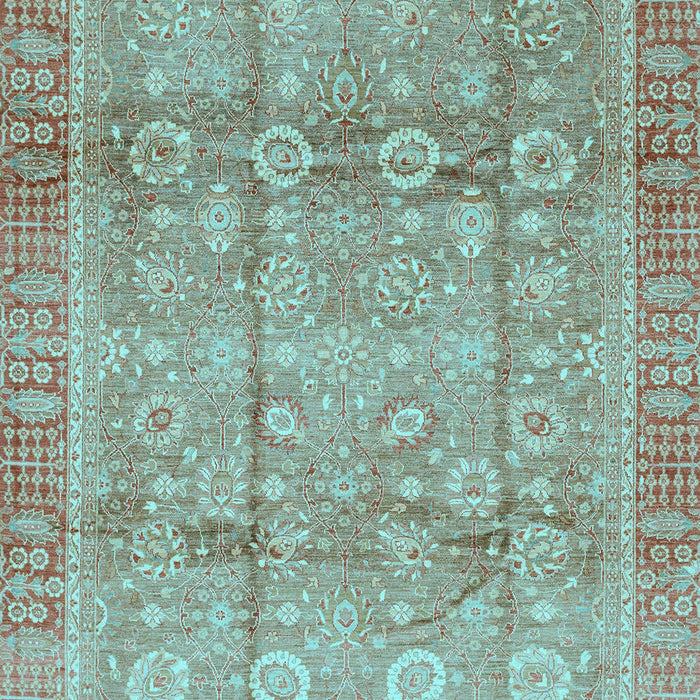 Machine Washable Oriental Light Blue Traditional Rug, wshabs3968lblu