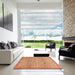 Square Abstract Bright Orange Oriental Rug in a Living Room, abs3968