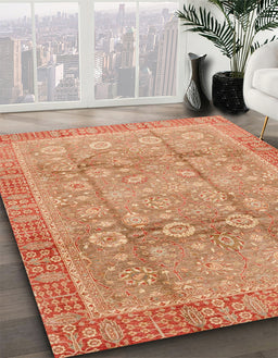 Machine Washable Abstract Bright Orange Rug in a Family Room, wshabs3968