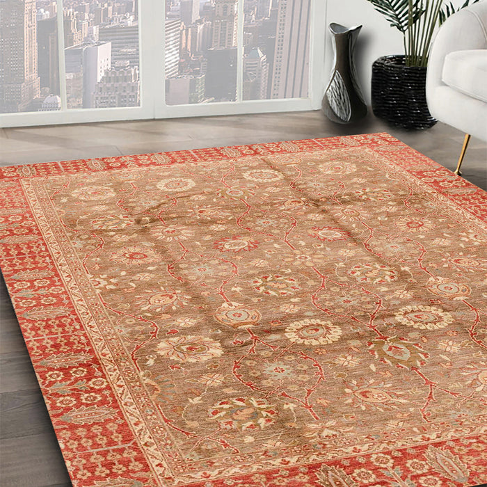 Machine Washable Abstract Bright Orange Rug in a Family Room, wshabs3968