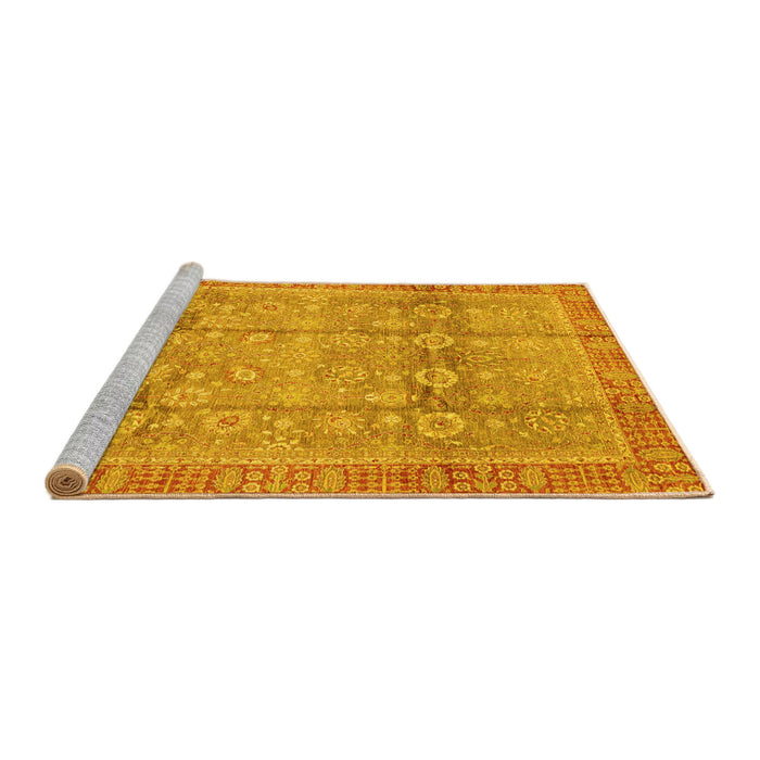 Sideview of Machine Washable Oriental Yellow Traditional Rug, wshabs3968yw