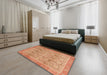 Machine Washable Abstract Bright Orange Rug in a Bedroom, wshabs3968