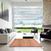 Square Machine Washable Abstract Bright Orange Rug in a Living Room, wshabs3968