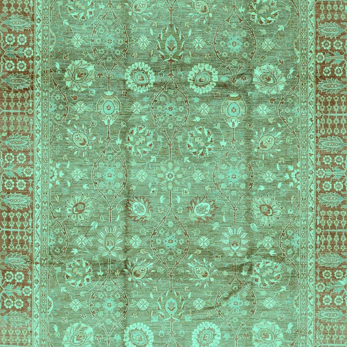 Machine Washable Oriental Turquoise Traditional Area Rugs, wshabs3968turq