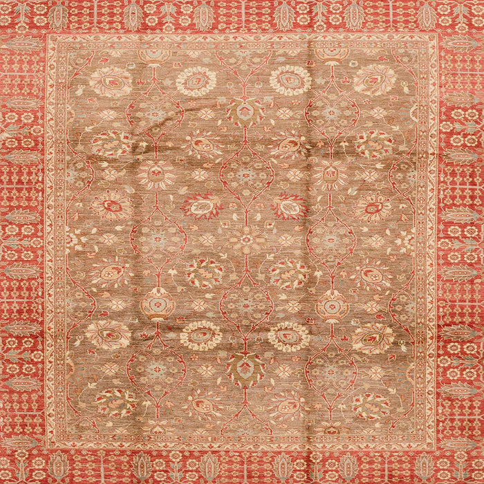 Square Abstract Bright Orange Oriental Rug, abs3968