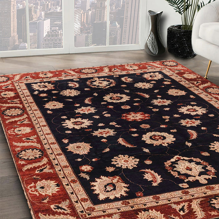 Machine Washable Abstract Rust Pink Rug in a Family Room, wshabs3969