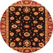 Round Machine Washable Oriental Orange Traditional Area Rugs, wshabs3969org