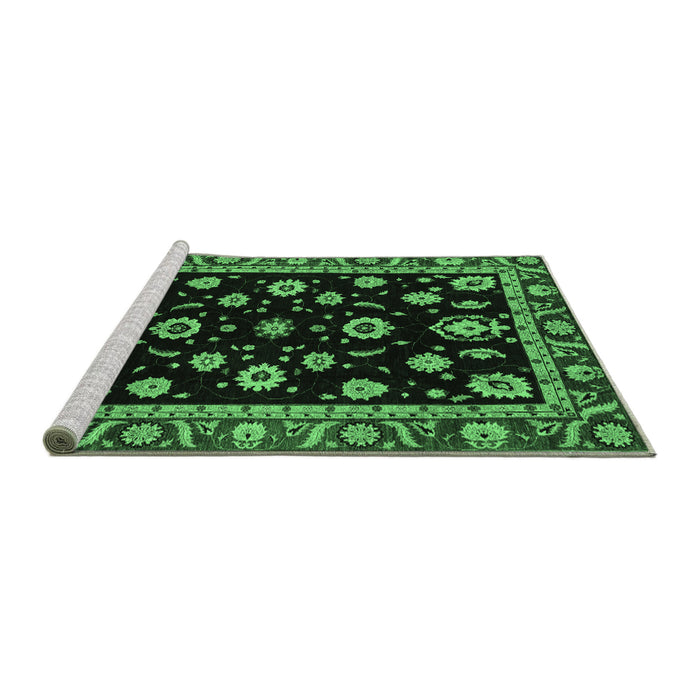 Sideview of Machine Washable Oriental Emerald Green Traditional Area Rugs, wshabs3969emgrn
