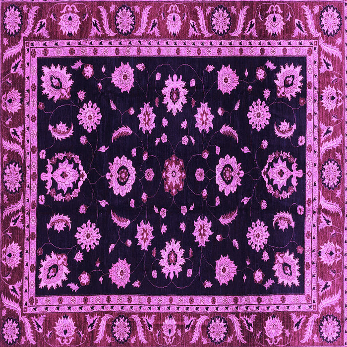 Square Machine Washable Oriental Purple Traditional Area Rugs, wshabs3969pur