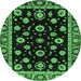 Round Oriental Emerald Green Traditional Rug, abs3969emgrn