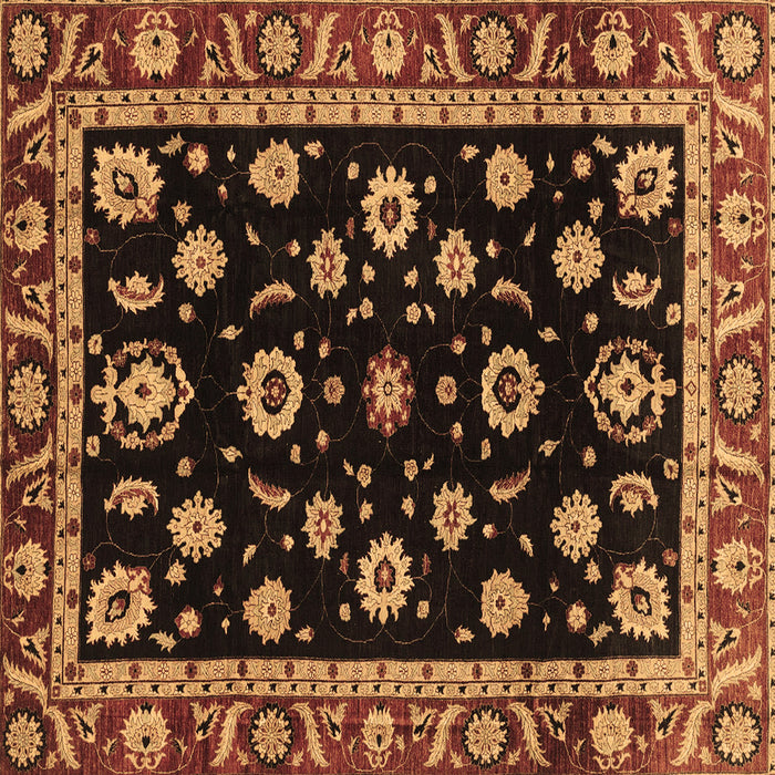 Square Machine Washable Oriental Brown Traditional Rug, wshabs3969brn