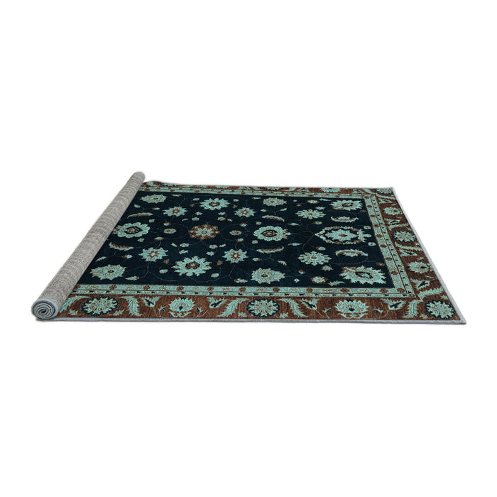 Sideview of Machine Washable Oriental Light Blue Traditional Rug, wshabs3969lblu