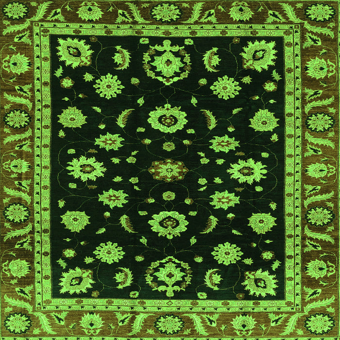 Square Oriental Green Traditional Rug, abs3969grn