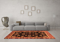 Machine Washable Oriental Orange Traditional Rug, wshabs3969org