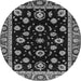 Round Machine Washable Oriental Gray Traditional Rug, wshabs3969gry