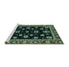 Sideview of Machine Washable Oriental Turquoise Traditional Area Rugs, wshabs3969turq