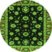 Round Oriental Green Traditional Rug, abs3969grn