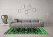 Machine Washable Oriental Emerald Green Traditional Area Rugs in a Living Room,, wshabs3969emgrn