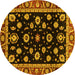 Round Oriental Yellow Traditional Rug, abs3969yw