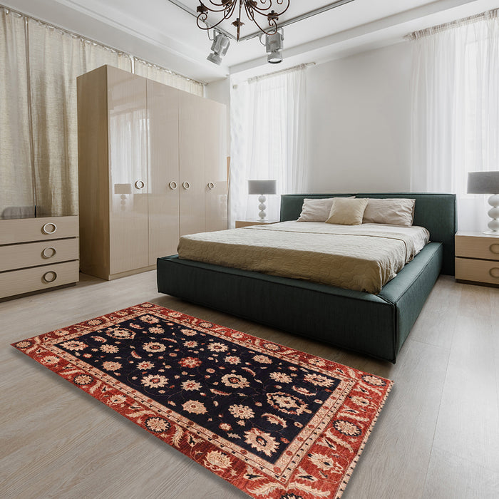 Machine Washable Abstract Rust Pink Rug in a Bedroom, wshabs3969