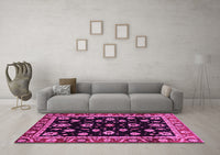 Machine Washable Oriental Pink Traditional Rug, wshabs3969pnk