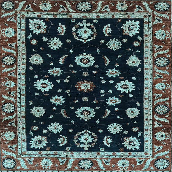 Square Machine Washable Oriental Light Blue Traditional Rug, wshabs3969lblu