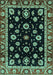 Machine Washable Oriental Turquoise Traditional Area Rugs, wshabs3969turq