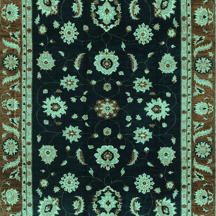 Machine Washable Oriental Turquoise Traditional Area Rugs, wshabs3969turq