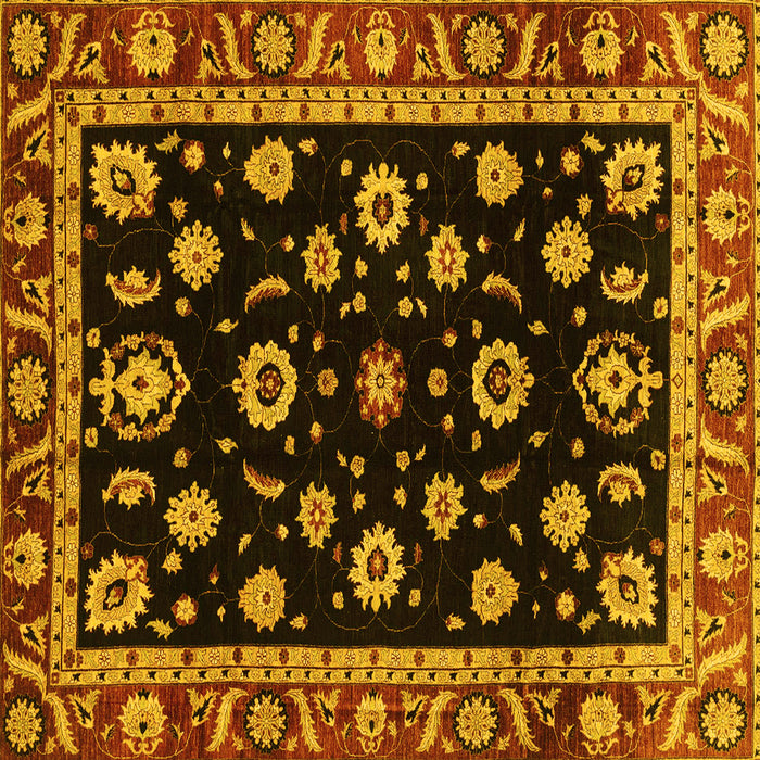 Square Machine Washable Oriental Yellow Traditional Rug, wshabs3969yw