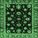 Square Machine Washable Oriental Emerald Green Traditional Area Rugs, wshabs3969emgrn