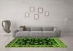 Machine Washable Oriental Green Traditional Area Rugs in a Living Room,, wshabs3969grn