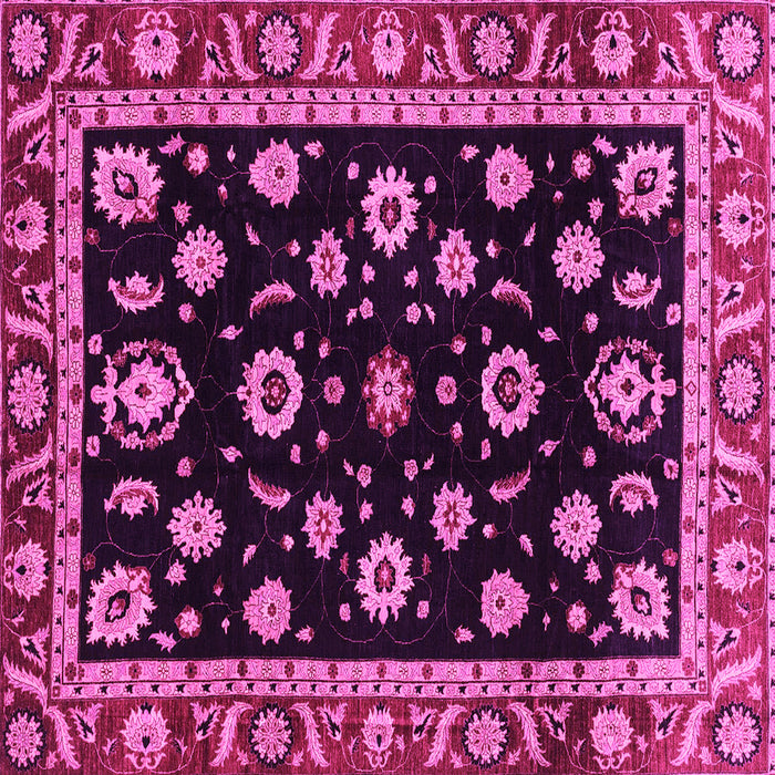 Square Machine Washable Oriental Pink Traditional Rug, wshabs3969pnk
