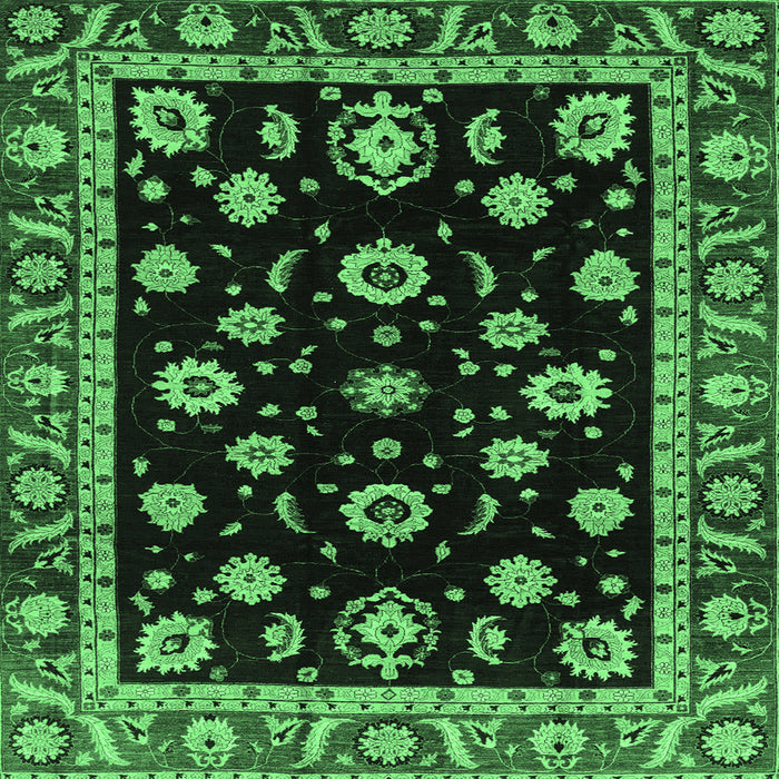 Square Oriental Emerald Green Traditional Rug, abs3969emgrn